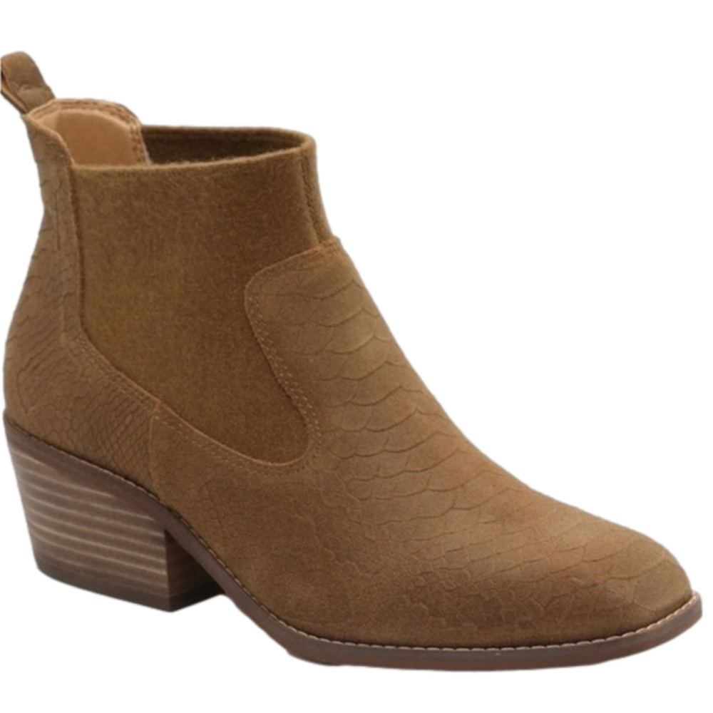 Crown Vintage Giancita Brown suede ankle boots with subtle snake pattern size 9